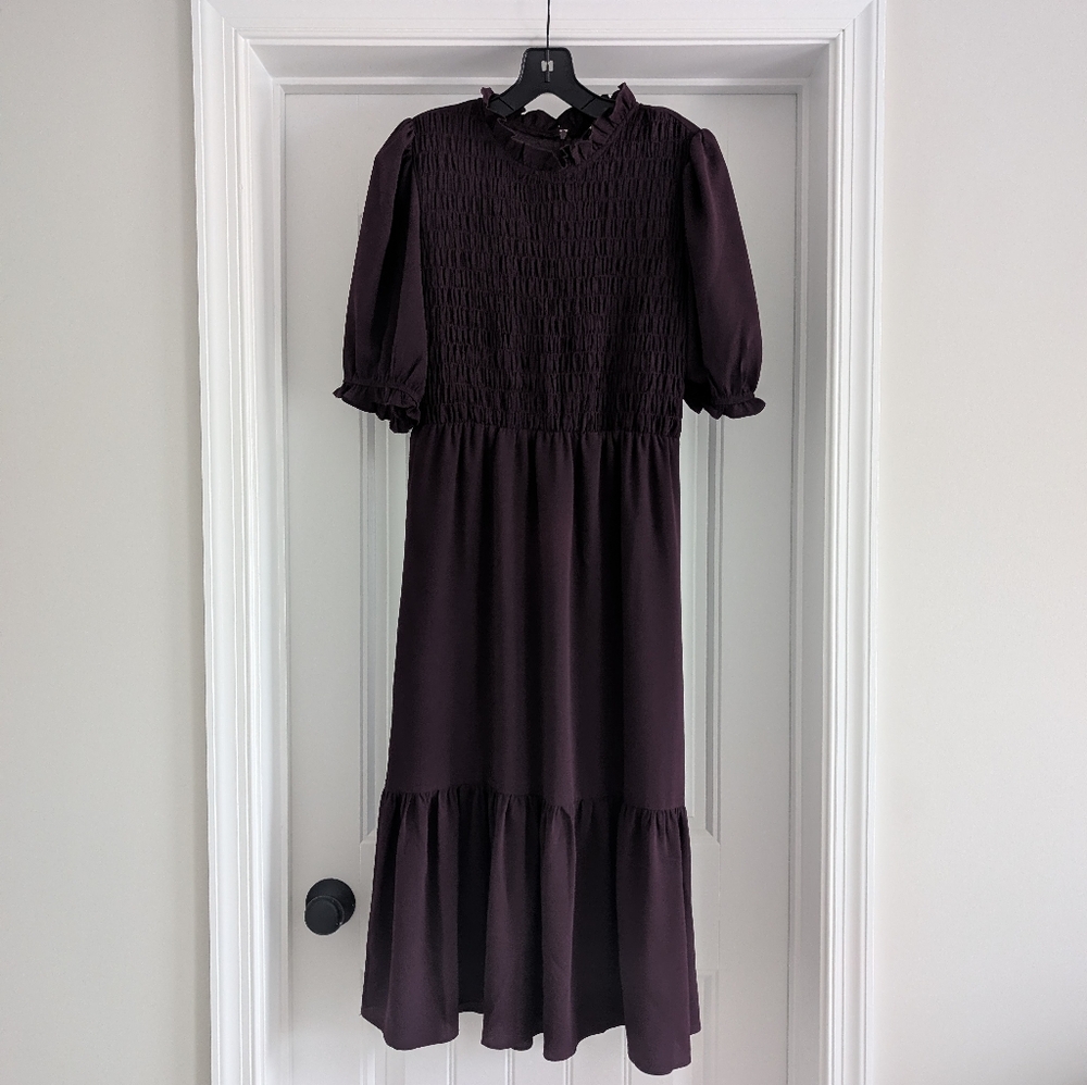 London Times | Smocked Top Midi Dress